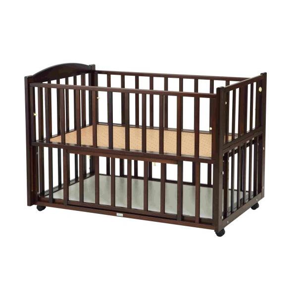 ヤマサキ ベビーベッド ツーオープンb-side ダークブラウン ヤマサキ