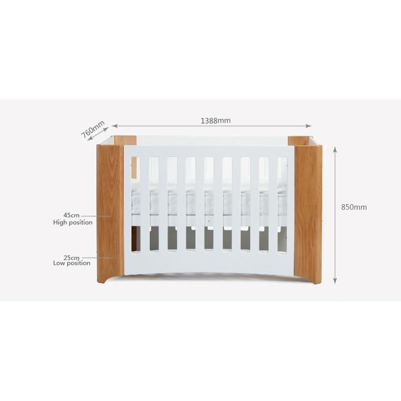送料無料】BOORI 大人までベビーベッド ドーン B-DAEXP 木目＆ホワイト 