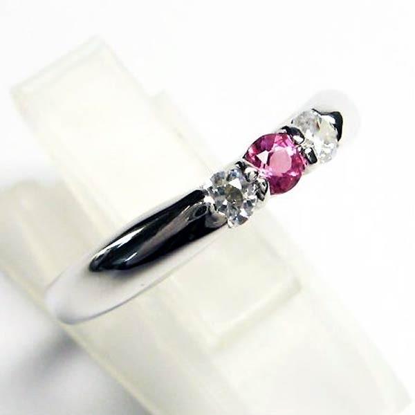 ポイント5倍 30日まで 誕生石 3ストーン シルバーリング 10月 ピンクトルマリン 指輪