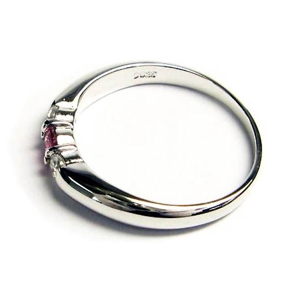 ポイント5倍 30日まで 誕生石 3ストーン シルバーリング 10月 ピンクトルマリン 指輪