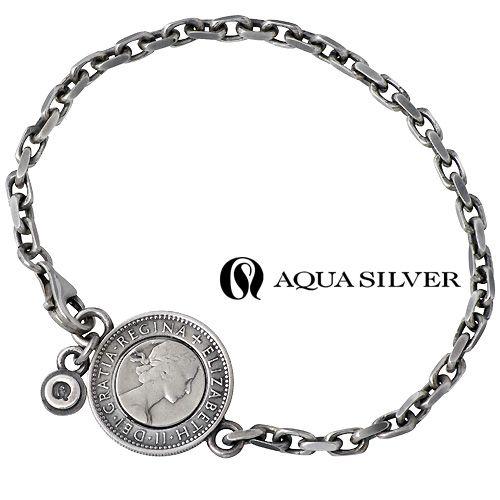 AQUA SILVER アクアシルバーAQUA シルバーブレスレット メンズ 6ペンス  