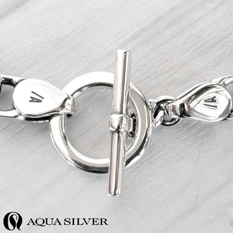 アクアシルバー あずきチェーン シルバー ブレスレット Medium バングル Tバー 20cm シルバー925 マンテルブレス AQUA SILVERの画像