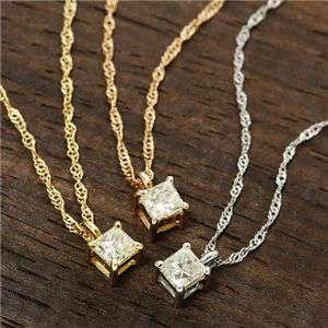 0.15ct ダイヤモンド プリンセスカット ペンダント ネックレス 