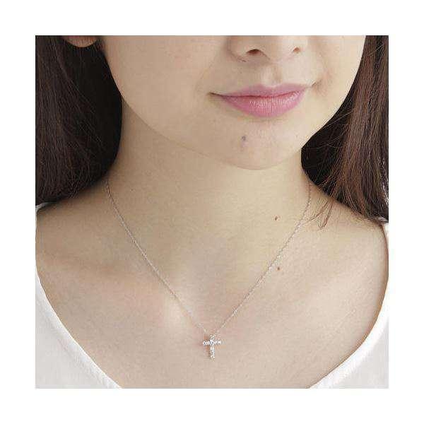 25日までポイント5倍！ K10WG 0.3ct ダイヤモンド クロス ペンダント