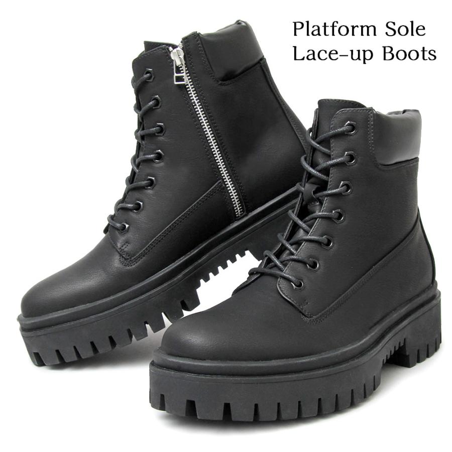 安い店舗 大阪 Glabella グラベラ メンズ ブーツ サイドジップ 厚底 レースアップ 黒 ブラック 厚底ブーツ ワークブーツ ショート Glbb 210 純正超安い Www Superavila Com