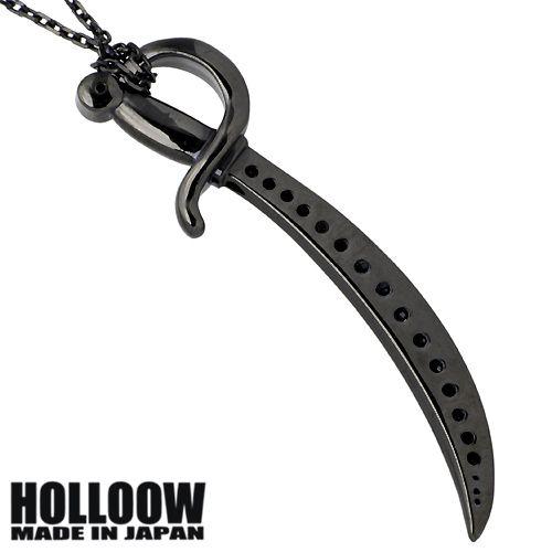 HOLLOOW シルバーネックレス ブラック HOLLOOW(ホロウ) ワールド コンパス シルバー ネックレス