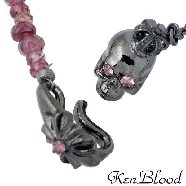 8日までポイント5倍 ケンブラッド KEN BLOOD スカル Y字 シルバーネックレス ピンクトルマリンの画像