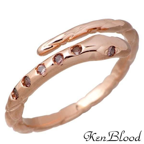 ケンブラッド KEN BLOOD スネーク シルバーリング ピンク CZ 指輪 11〜21号
