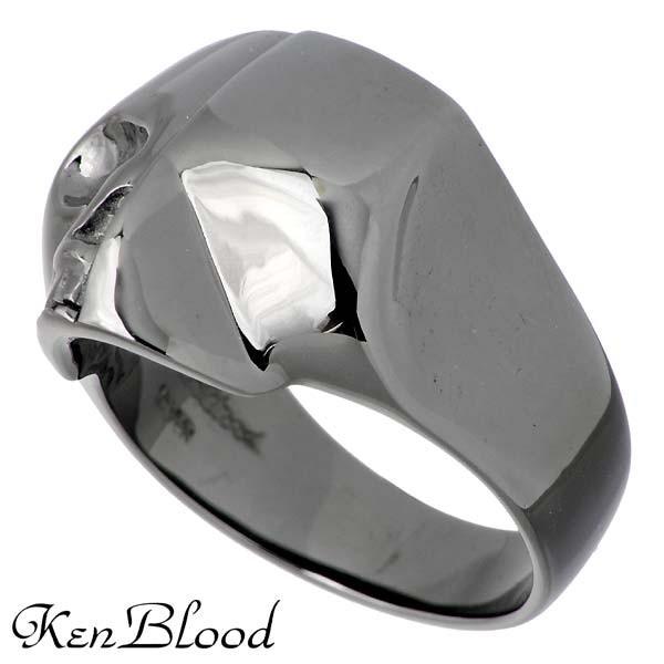 KEN BLOOD（ケンブラッド） スカル シルバーリング ブラック 指輪 