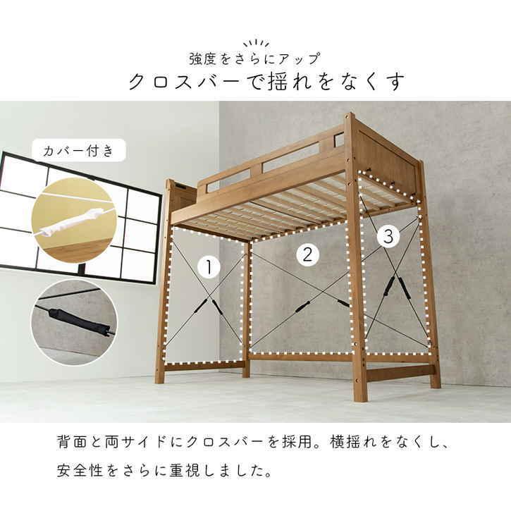 29日までポイント5倍 ロフト ベッド フレーム シングル 木製 ベッド下