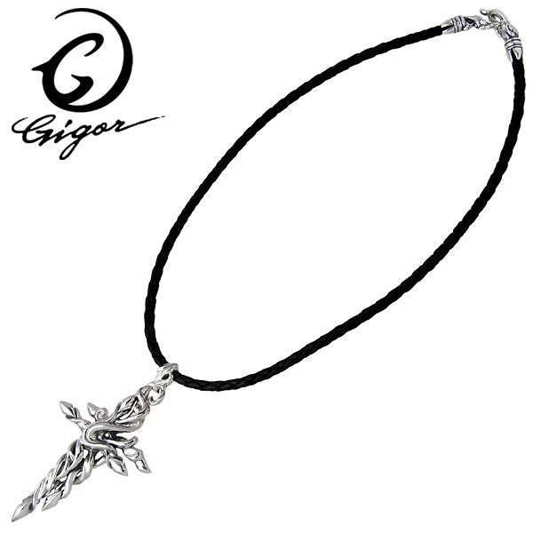 gigor クレストパスペンダント レザー GIGOR ネックレス メンズ ブランド シルバー クレストパス