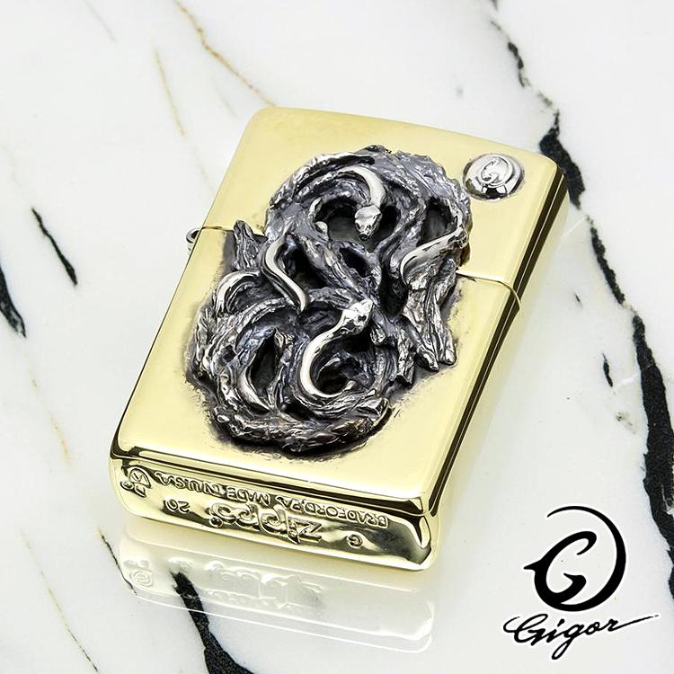 GIGOR（ジゴロウ） ヘイド Zippo ジッポー ライター 真鍮 CRAWLWOOD メンズ シルバー925 アクセサリー NO-425 ...