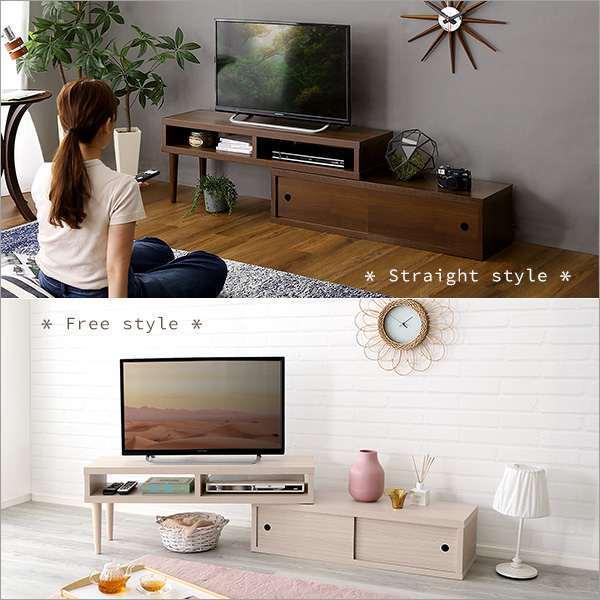 伸縮式テレビ台 引き戸タイプ コーナーテレビ台 収納 ローボード TV