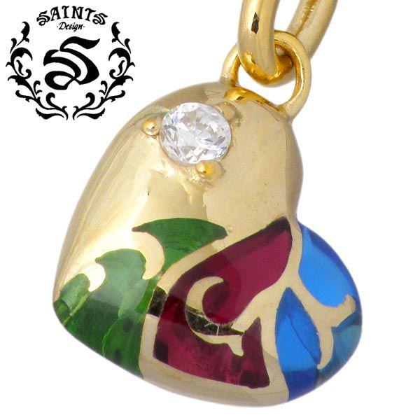 SAINTS（セインツ） ステンドグラス ハート シルバーペア ネックレス 
