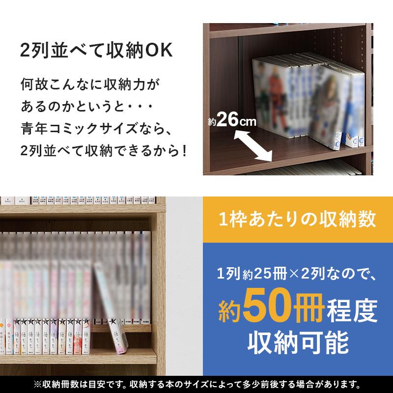 8/2までポイント5倍 ブックシェルフ 本棚 前後2列 幅90cm 青年コミック