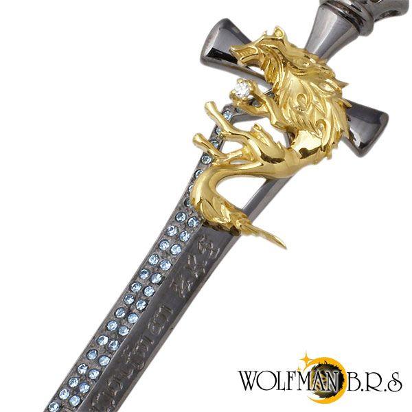ウルフマンB.R.S WOLFMAN B.R.S ホワイトファングロングブレードG BKw ストーン シルバーネックレス ブラックの画像