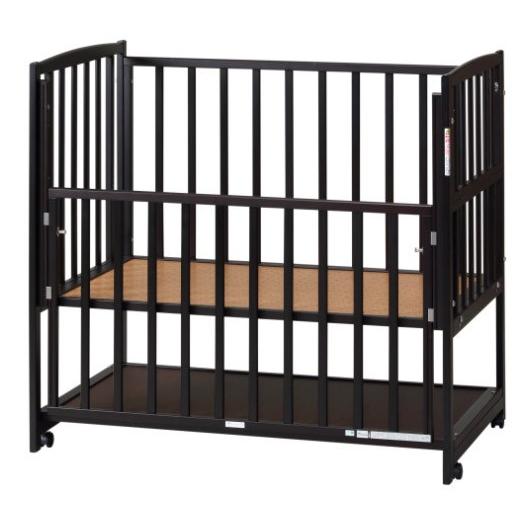 ヤマサキベビーベッドハイタイプベッドツーオープンダークブラウン