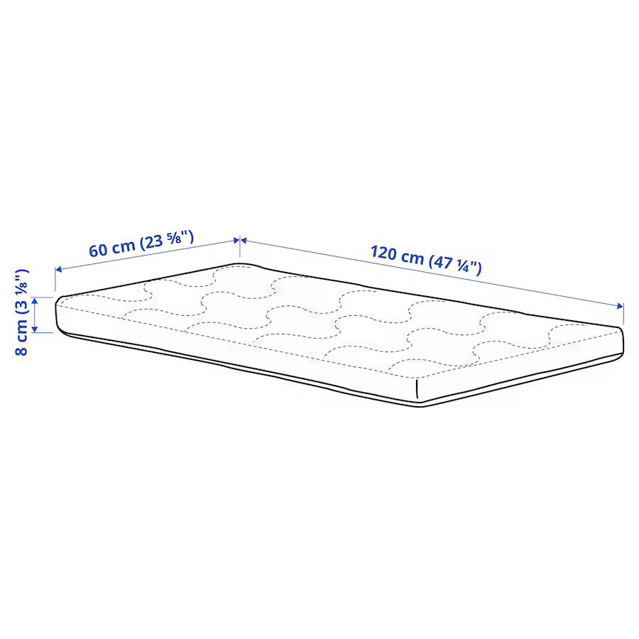ベビーベッド用 フォームマットレス イケア クルッメルール IKEA KRUMMELUR 60x120x8 cmの画像