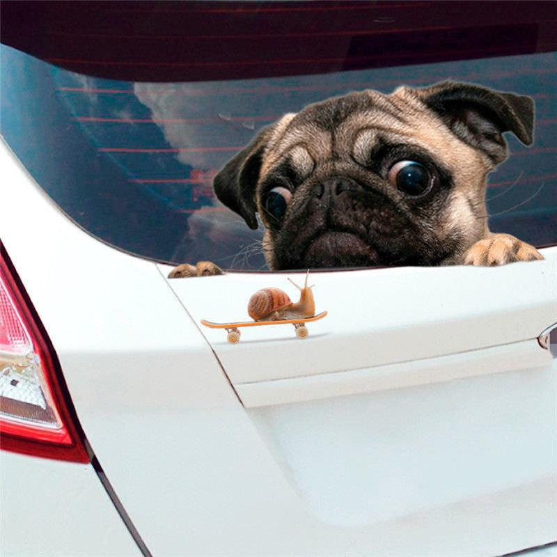 パグ カタツムリ PVC ステッカー 自動車 窓用 デカール 防水 子犬 車 部屋|babyceo|03
