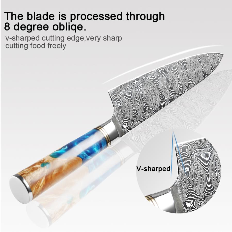 絶対一番安い Xituoパウダーvg10ダマスカス鋼シェフナイフクリーバーペアリング魚包丁ブルーレジンカラーウッドハンドルクッキングツール Dprd Jatimprov Go Id