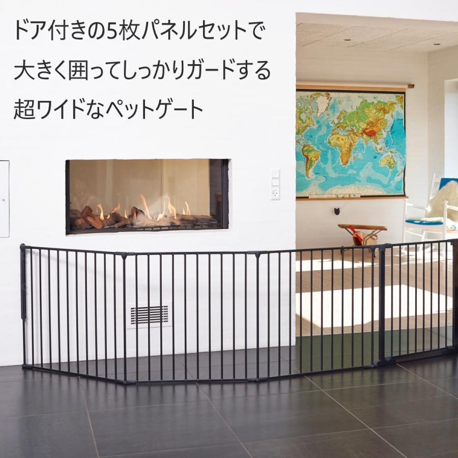 ペットゲート ペットサークル ドア付き 5枚セット 犬 柵 北欧 黒 