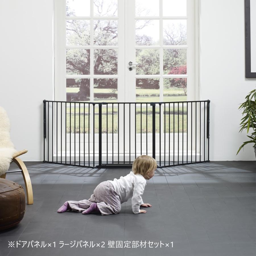 ベビーサークル ベビーゲート 扉付き 大型 置くだけ ストーブ テレビ前 おしゃれ ワイド ベビーダン ハースゲート ドアパネル BD203/208の画像