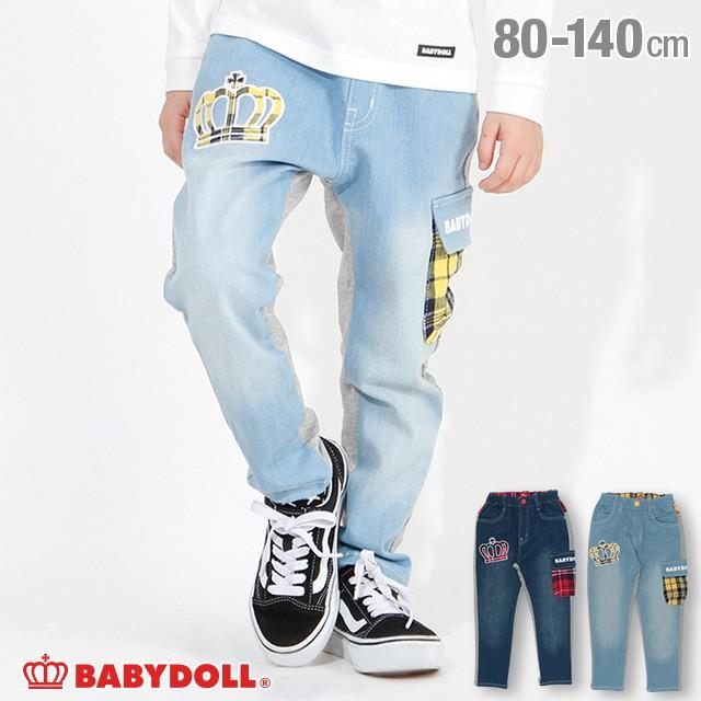ベビードール Babydoll 子供服 デニムパンツ ロングパンツ チェック柄 ワッペン 4239k キッズ 男の子 女の子 Babydollヤフー店 通販 Yahoo ショッピング