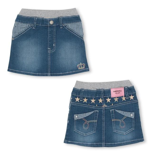 ベビードール Babydoll 子供服 スカート デニム 星刺繍 4624k キッズ 女の子 Babydollヤフー店 通販 Yahoo ショッピング