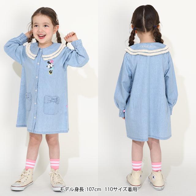 Disney（ディズニー） デニムワンピース キッズ 女の子 綿100