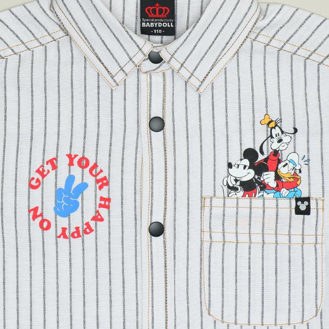 Disney（ディズニー） ミッキー ドナルド シャツ キッズ ストライプ 