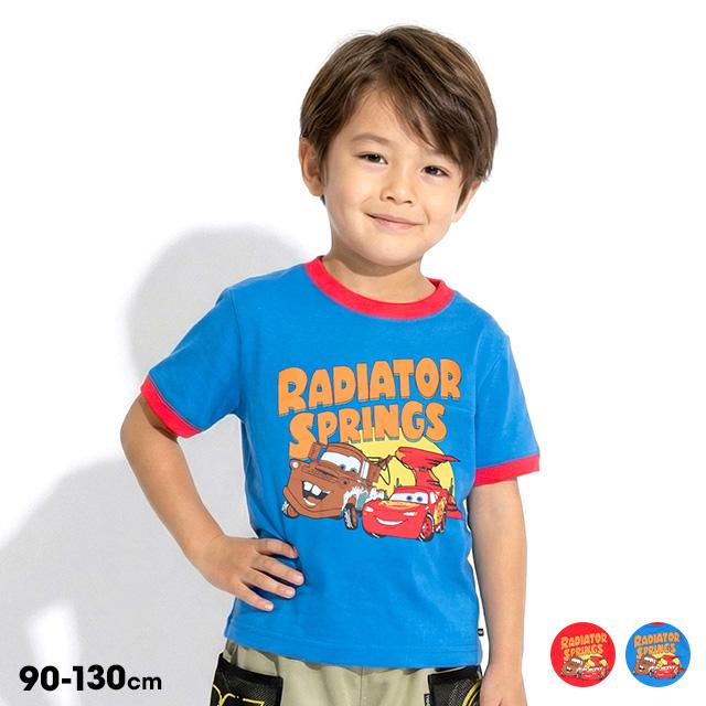 Disney（ディズニー） カーズ Tシャツ キッズ 綿100% 男の子 配色リブ