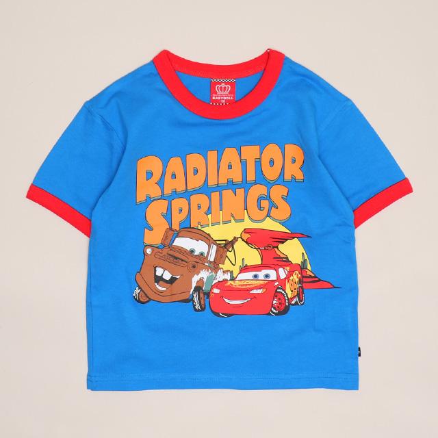 Disney（ディズニー） カーズ Tシャツ キッズ 綿100% 男の子 配色リブ