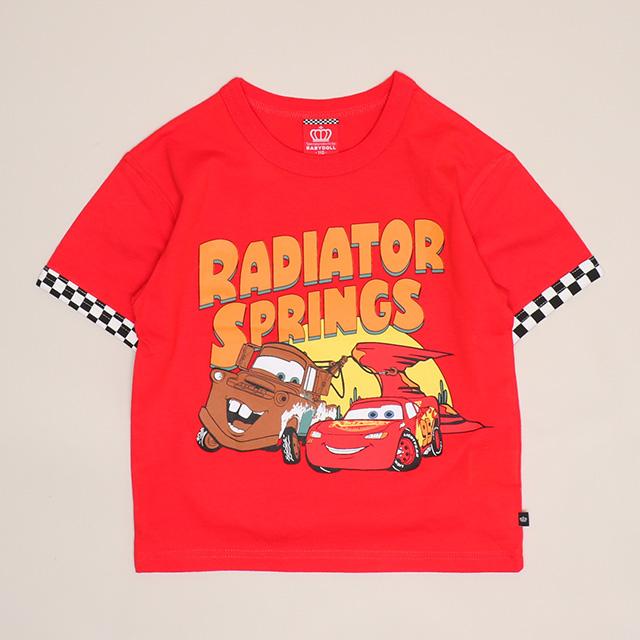 Disney（ディズニー） カーズ Tシャツ キッズ 綿100% 男の子 配色リブ