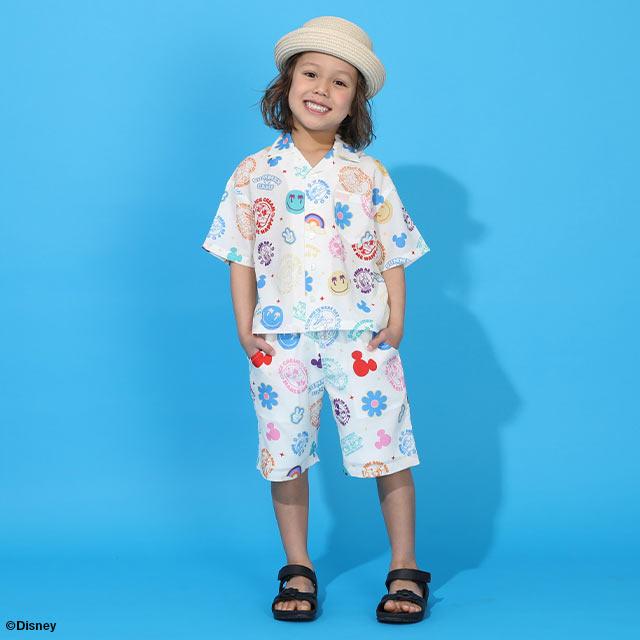 Disney（ディズニー） 親子ペア キッズ シャツ 子供服 女の子 半袖 ディズニー 半袖総柄シャツ 家族で着れる3サイズセット