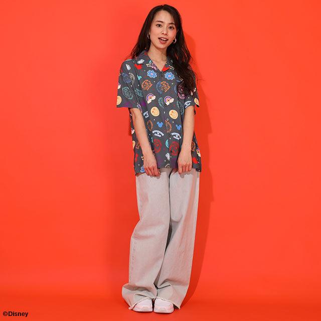 ディズニー 親子ペア レディース トップス シャツ 半袖 親子コーデ 大人 子供服 メンズ ミッキー リゾート柄 総柄 1600A (ボトムス別売) ベビードール 爆買の画像