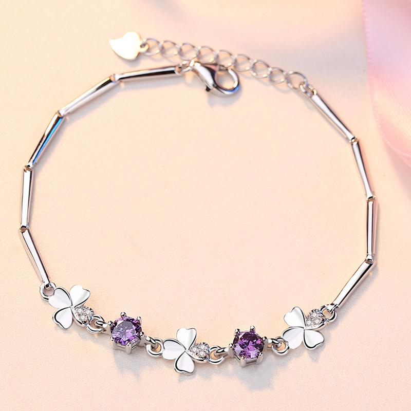 四つ葉のクローバー 5 花 ブレスレット ブレスレット 四つ葉 クローバー 花 レディース 上品 ダイヤ 豪華5粒