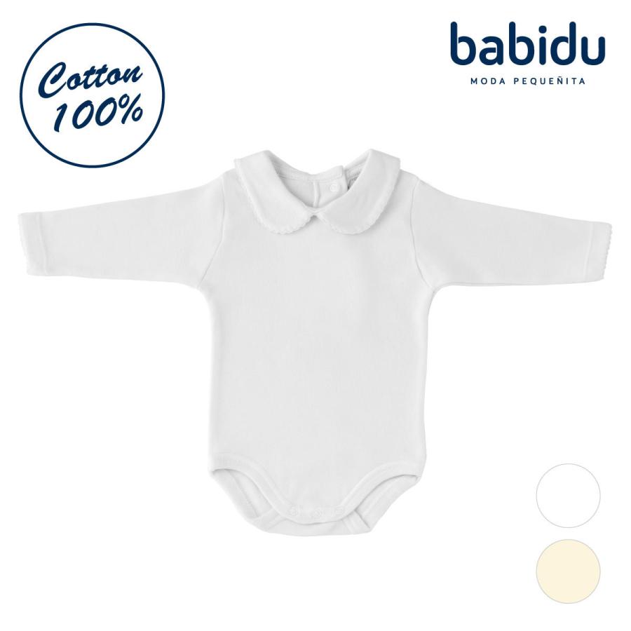 babidu（バビドゥ） 襟付き ロンパース 白 ボディスーツ ベビー 長袖 