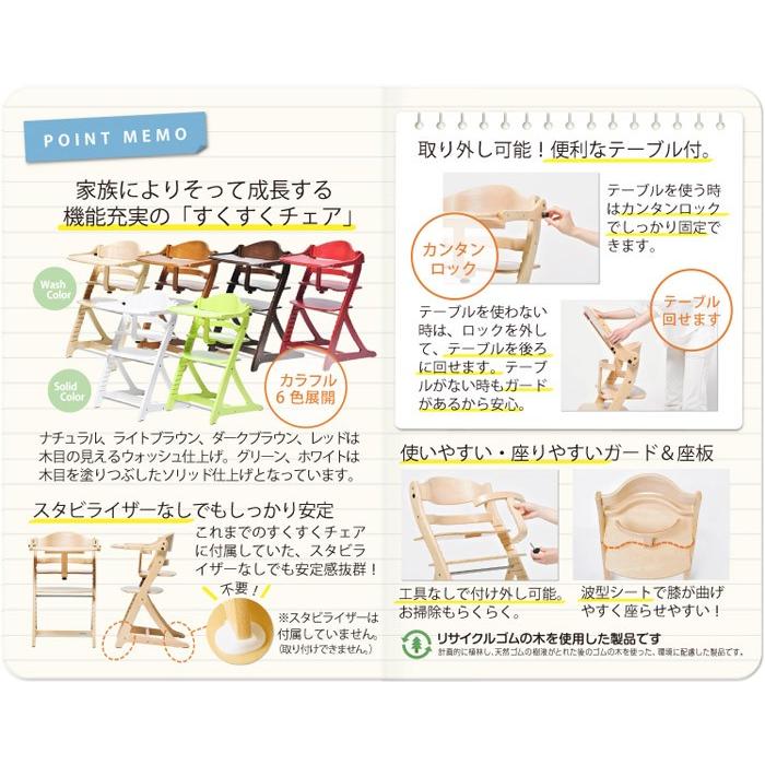 ベビーチェア 大和屋 すくすくチェアプラス テーブル＆ガード付 1505 ホワイトWH 5cm