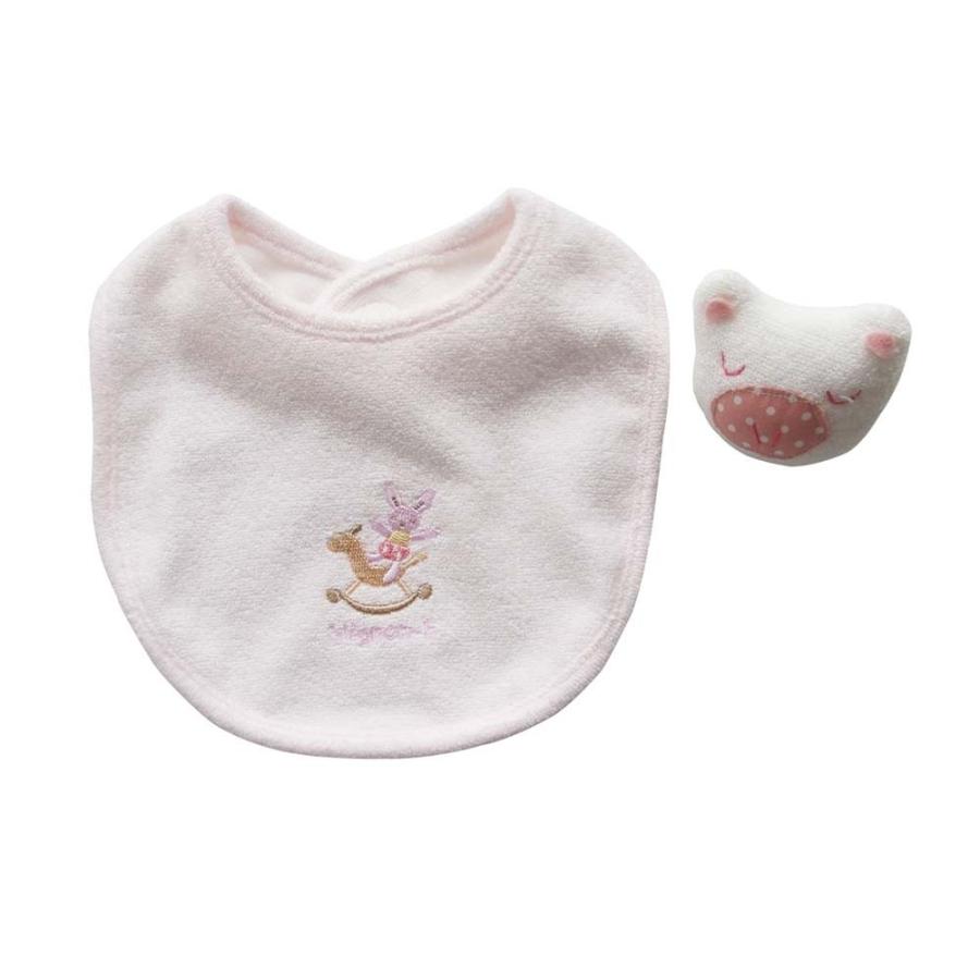 792円 人気ブランドの新作 よだれかけ ラトル 日本製 ミニギフト2点セット リストバンド型 ブタさん ピンク スタイ ビブ 赤ちゃんのおもちゃ がらがら 出産祝い ギフト包装