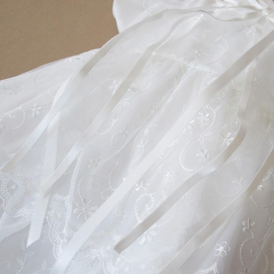 超ロングコート オーガンジー4段フリル ベビードレス3点セット【お