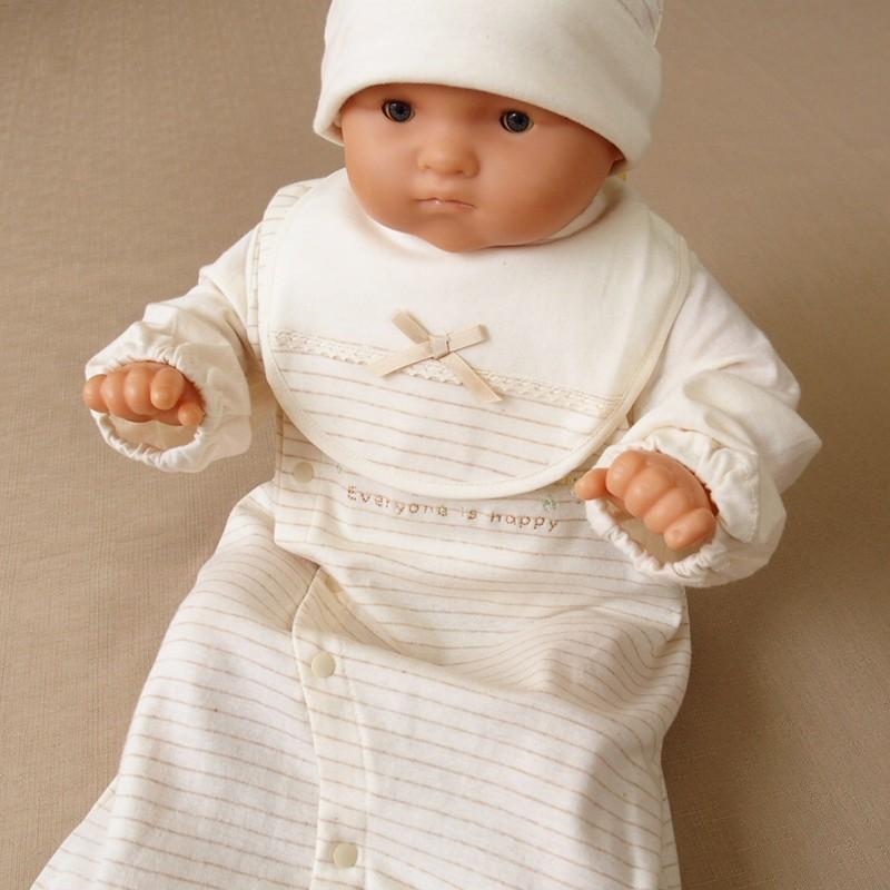 日本製 オーガニックコットン ベビー 帽子 よだれかけ ミトンの3点セット 新生児 赤ちゃん用 出産祝い ギフト スタイ 帽子 フード