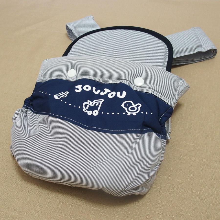 昔ながらのおんぶひも 日本製 使いやすいシンプルデザイン ダンガリーストライプ ネイビー おんぶ紐 紺色｜babynetshop｜02