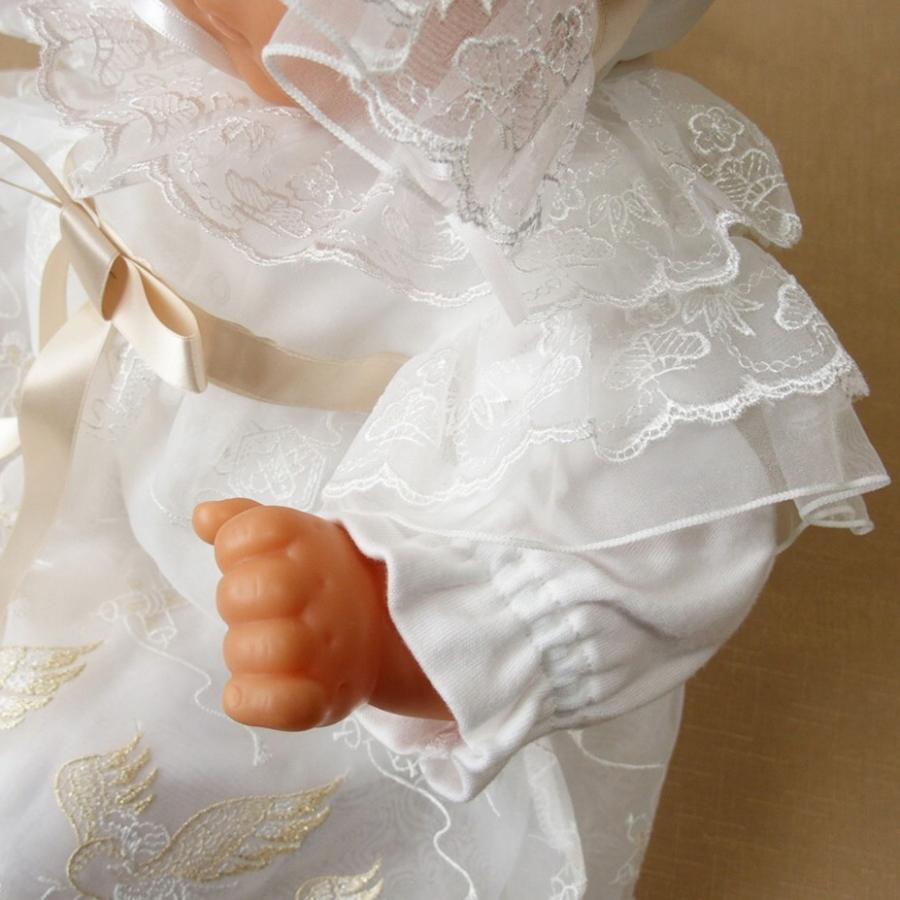 お宮参り用ベビードレス セレモニードレス 夏物素材 豪華な鳳凰刺繍 2