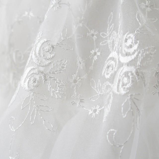 日本製 お宮参り用ロングケープ 豪華刺繍入り 2段ロングオーガンジー