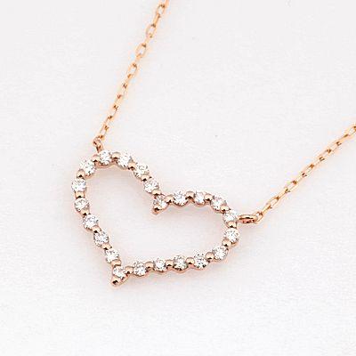 エタニティハート ダイヤモンドネックレス K10PG/WG