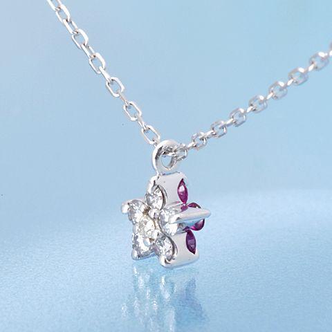リバーシブルネックレス スター ダイヤモンド ルビー K10WG : ベビーズ 