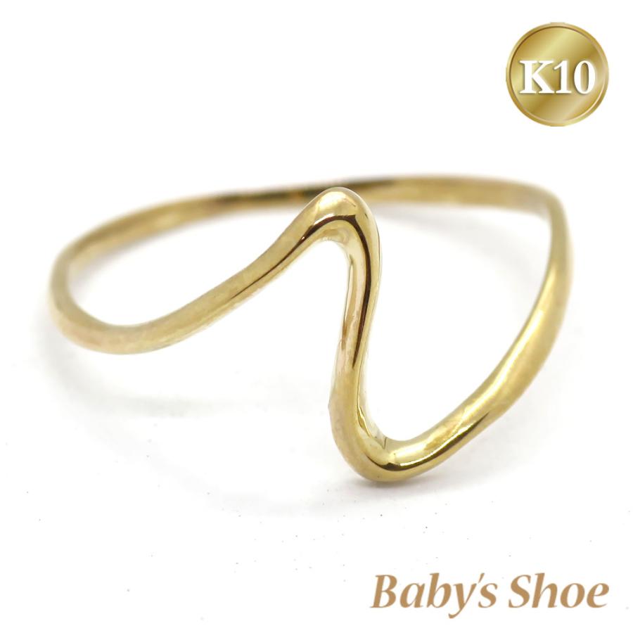 K10YG/PG/WG Nラインリング 指輪 華奢 エアリーでシンプルな地金リング