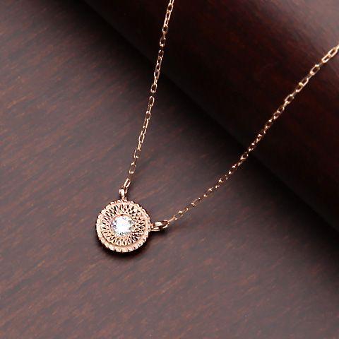 10金 18金ダイヤモンドネックレス オーバル 0.05ct K10PG/WG/YG 