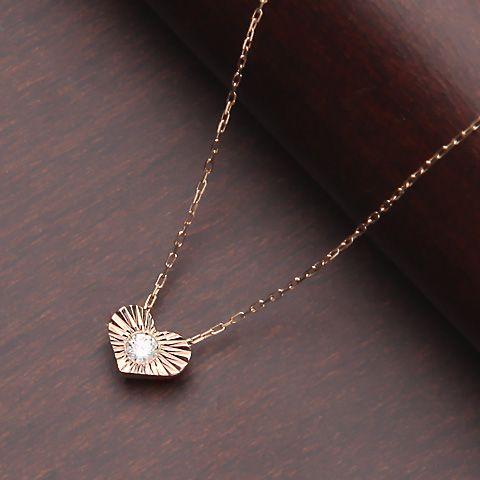 10金 18金ダイヤモンドネックレス ハート 0.07ct K10PG/WG/YG  
