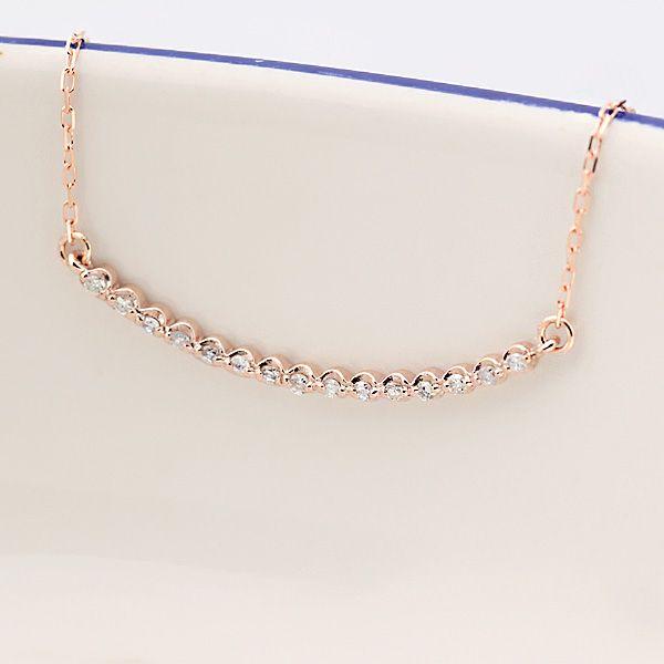 10金、18金ダイヤモンドネックレス「Line」ラインダイヤ0.10ct K10 K18 PG/YG/WGの画像